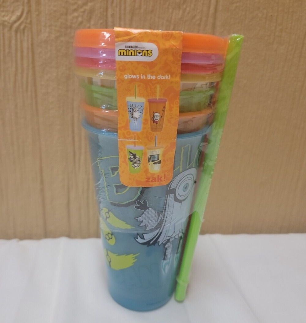 ZAK! Minions Glow In the Dark Tumblers Includes Matching Straws 4 pk 24 oz